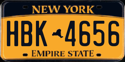 NY license plate HBK4656