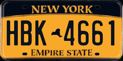 NY license plate HBK4661
