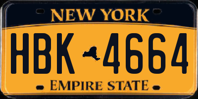 NY license plate HBK4664