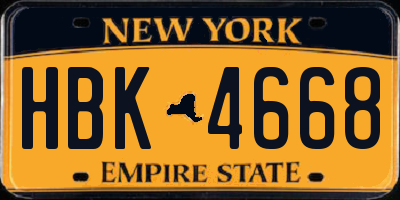NY license plate HBK4668