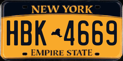 NY license plate HBK4669