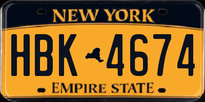 NY license plate HBK4674