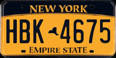 NY license plate HBK4675