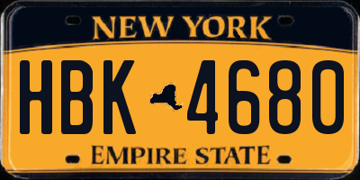 NY license plate HBK4680