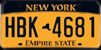 NY license plate HBK4681