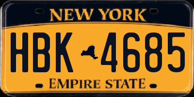 NY license plate HBK4685