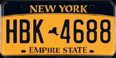 NY license plate HBK4688
