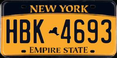 NY license plate HBK4693