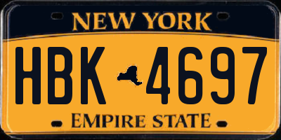 NY license plate HBK4697