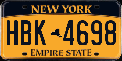 NY license plate HBK4698