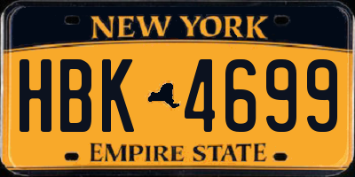 NY license plate HBK4699