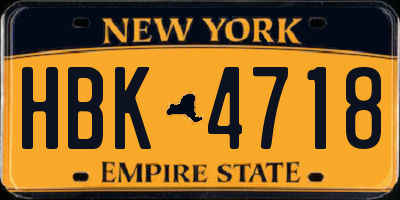 NY license plate HBK4718
