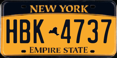 NY license plate HBK4737