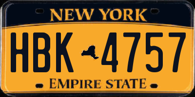 NY license plate HBK4757