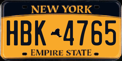 NY license plate HBK4765