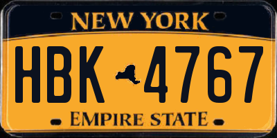 NY license plate HBK4767