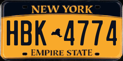 NY license plate HBK4774