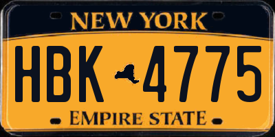 NY license plate HBK4775