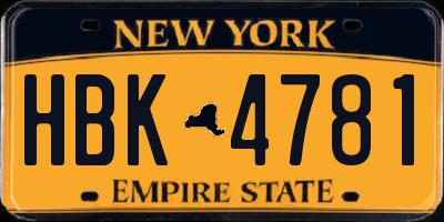 NY license plate HBK4781