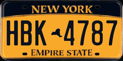 NY license plate HBK4787