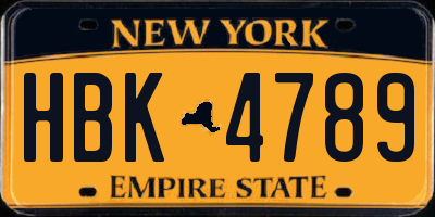NY license plate HBK4789
