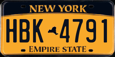 NY license plate HBK4791