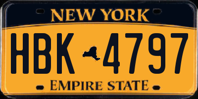 NY license plate HBK4797