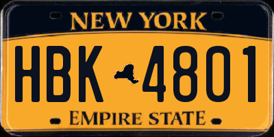 NY license plate HBK4801