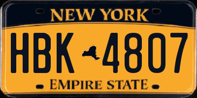 NY license plate HBK4807