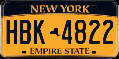 NY license plate HBK4822