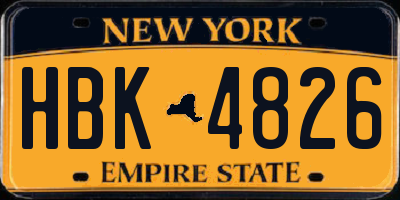 NY license plate HBK4826