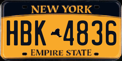 NY license plate HBK4836