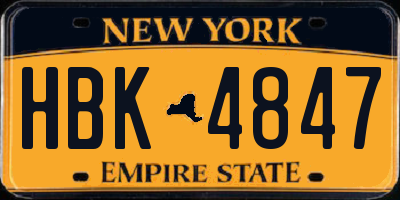 NY license plate HBK4847