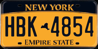 NY license plate HBK4854