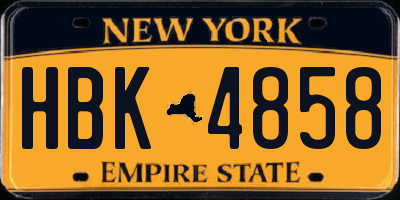 NY license plate HBK4858