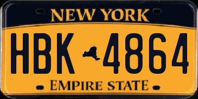 NY license plate HBK4864