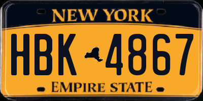 NY license plate HBK4867