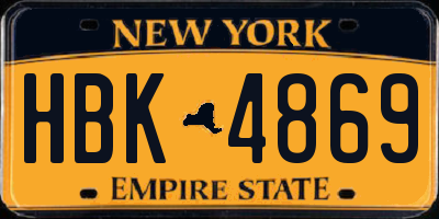 NY license plate HBK4869