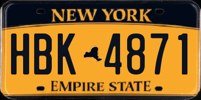NY license plate HBK4871