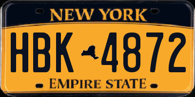NY license plate HBK4872