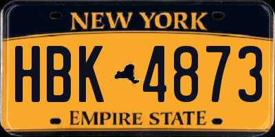 NY license plate HBK4873