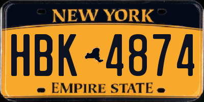 NY license plate HBK4874