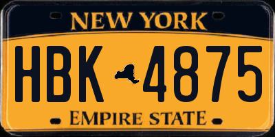 NY license plate HBK4875