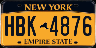 NY license plate HBK4876
