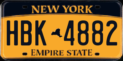 NY license plate HBK4882