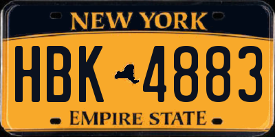 NY license plate HBK4883