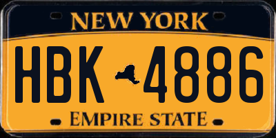 NY license plate HBK4886