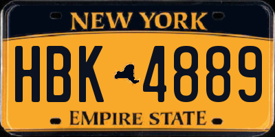 NY license plate HBK4889
