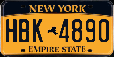 NY license plate HBK4890