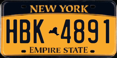 NY license plate HBK4891